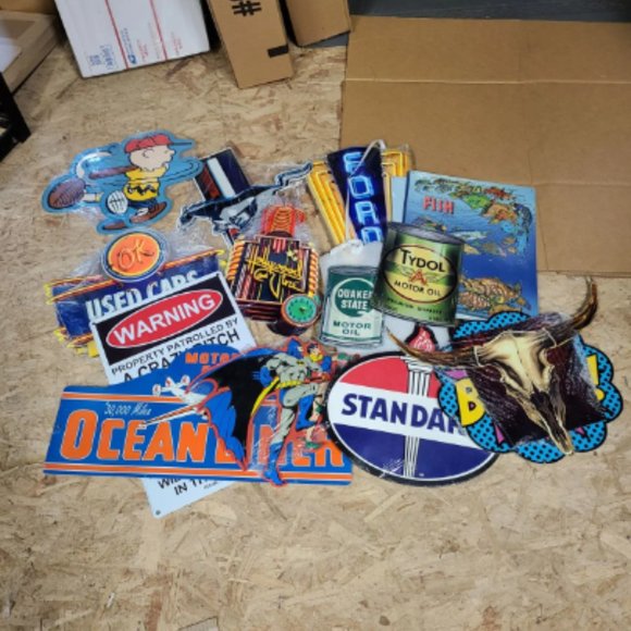 20x signs Lot HUGE Chevy Ford car USA STEEL Metal Truck Garage Dad Gift Ad - Picture 6 of 10